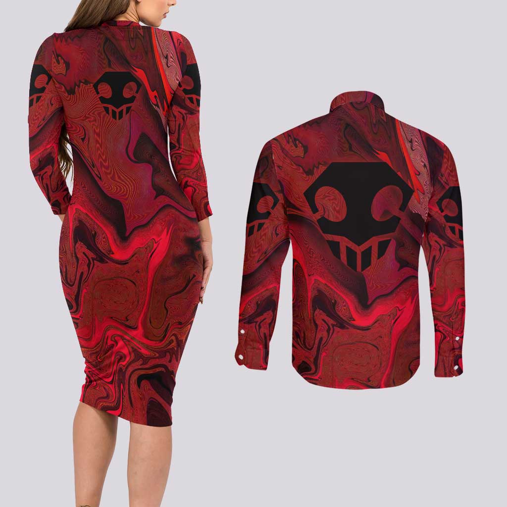 Ichigo True Shikai Bleach Couples Matching Long Sleeve Bodycon Dress and Long Sleeve Button Shirt Anime Mix Trippy Style