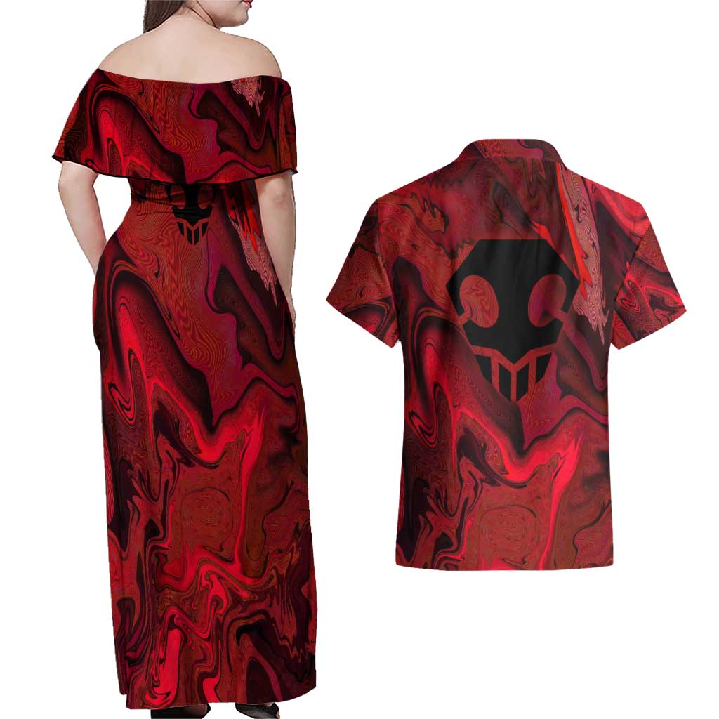 Ichigo True Shikai Bleach Couples Matching Off Shoulder Maxi Dress and Hawaiian Shirt Anime Mix Trippy Style