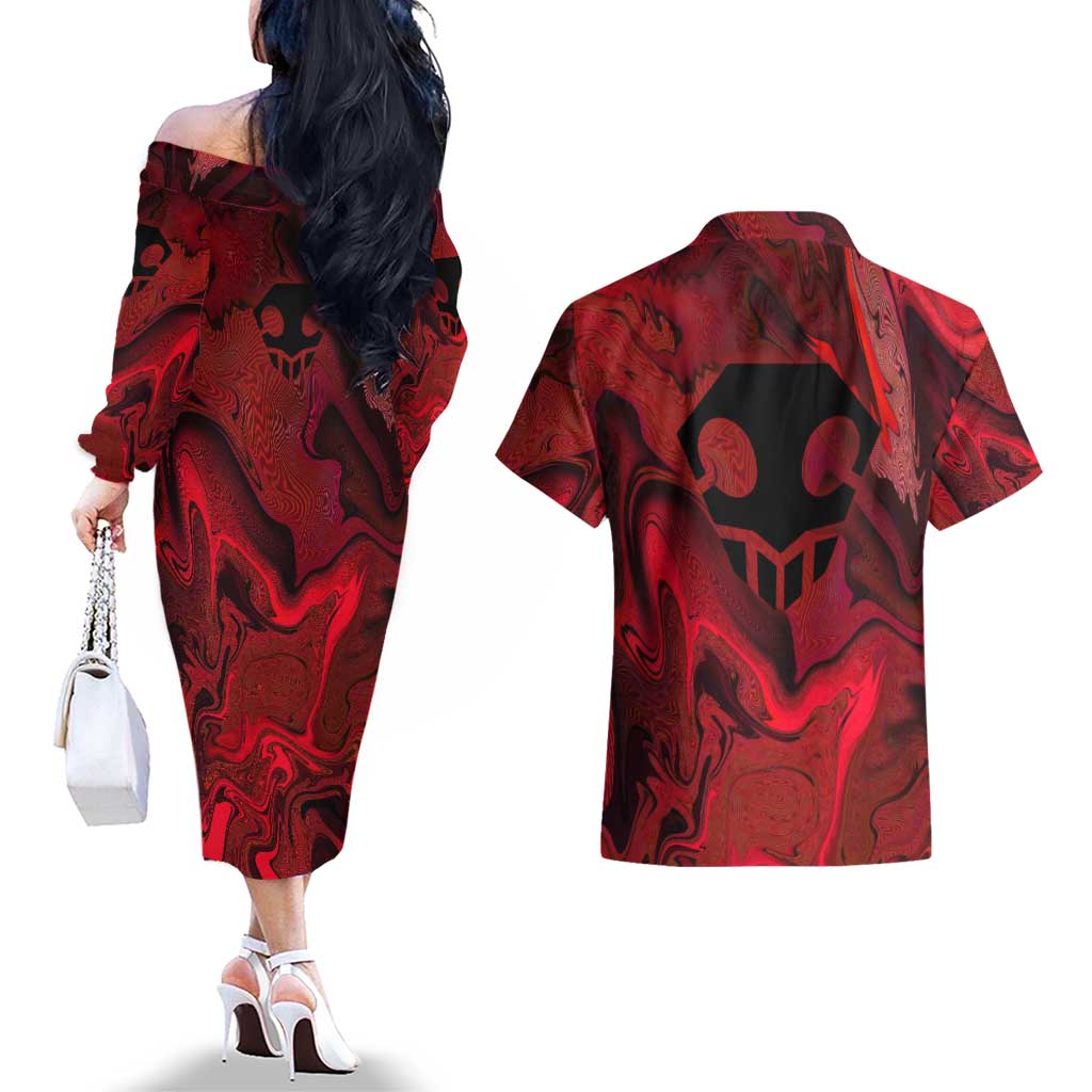 Ichigo True Shikai Bleach Couples Matching Off The Shoulder Long Sleeve Dress and Hawaiian Shirt Anime Mix Trippy Style