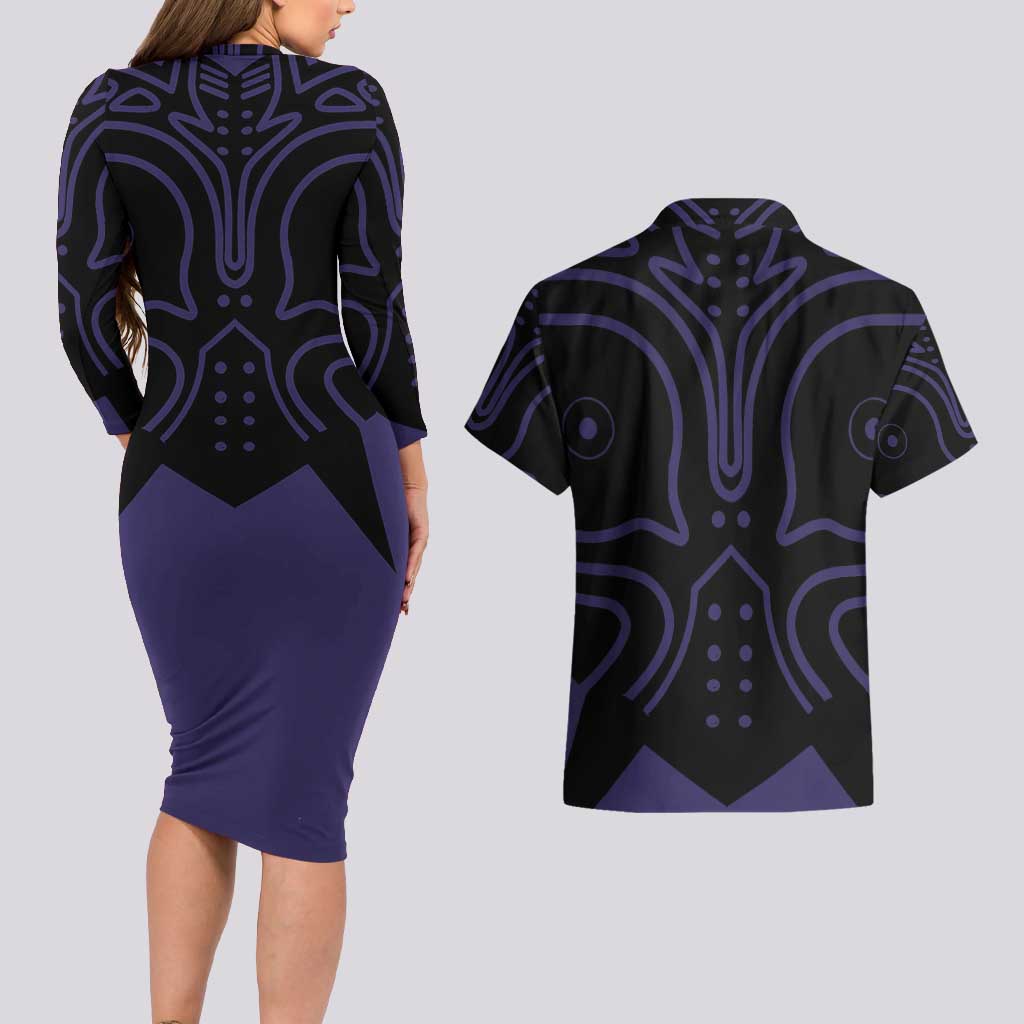 Majora’s Mask Zelda Couples Matching Long Sleeve Bodycon Dress and Hawaiian Shirt Abtract Style