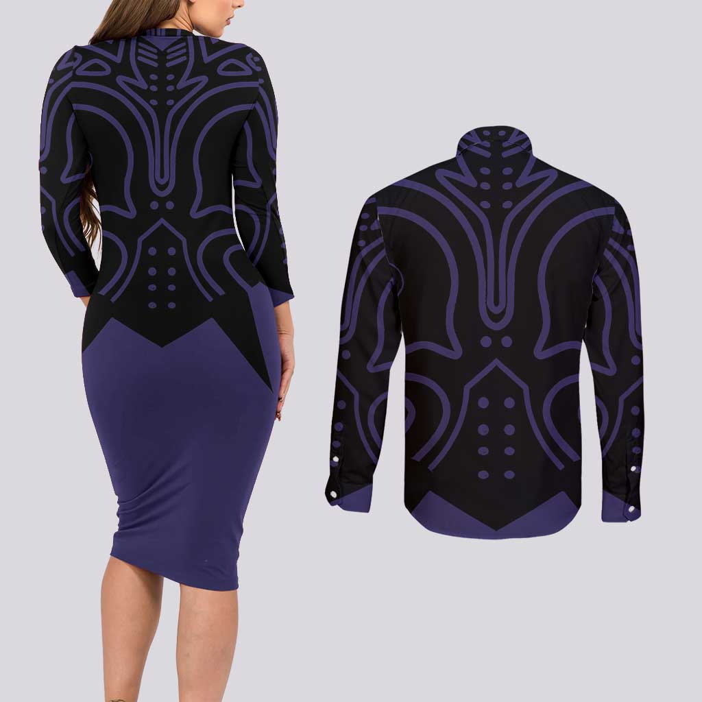 Majora’s Mask Zelda Couples Matching Long Sleeve Bodycon Dress and Long Sleeve Button Shirt Abtract Style