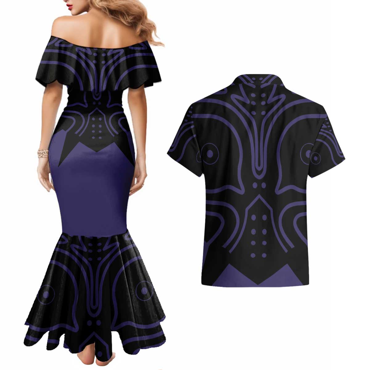 Majora’s Mask Zelda Couples Matching Mermaid Dress and Hawaiian Shirt Abtract Style