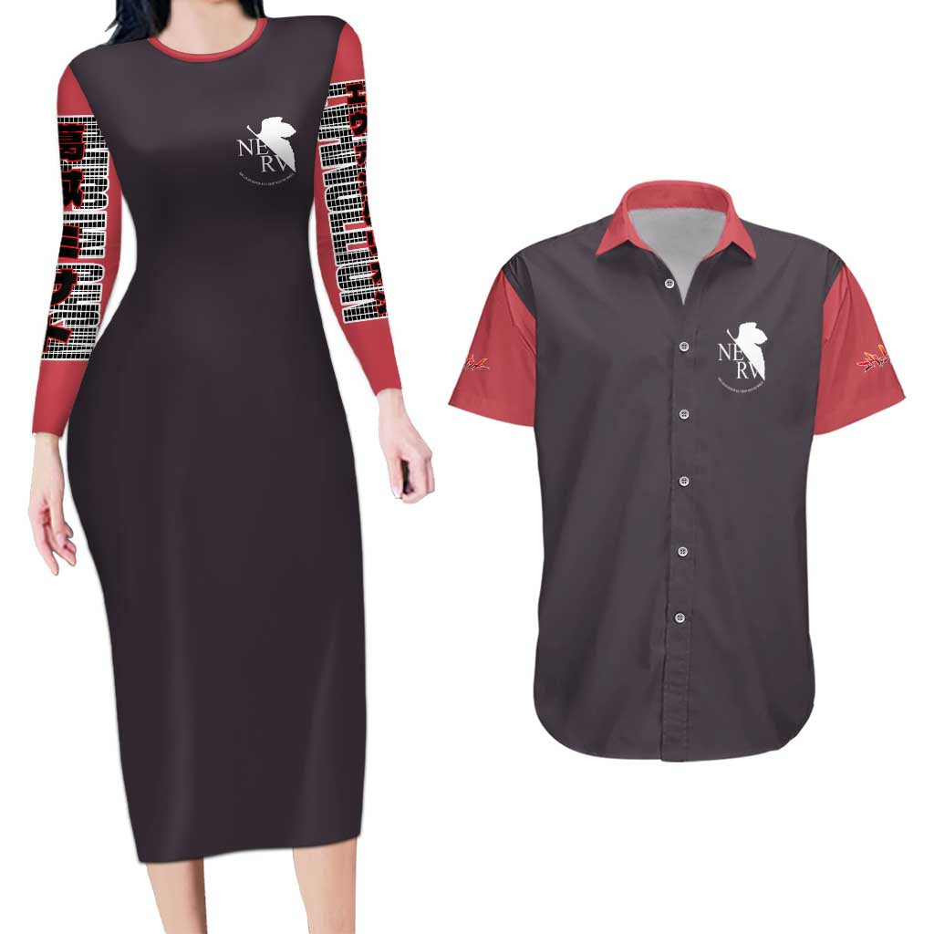 Misato Katsuragi Neon Genesis Evangelion Couples Matching Long Sleeve Bodycon Dress and Hawaiian Shirt Anime Style
