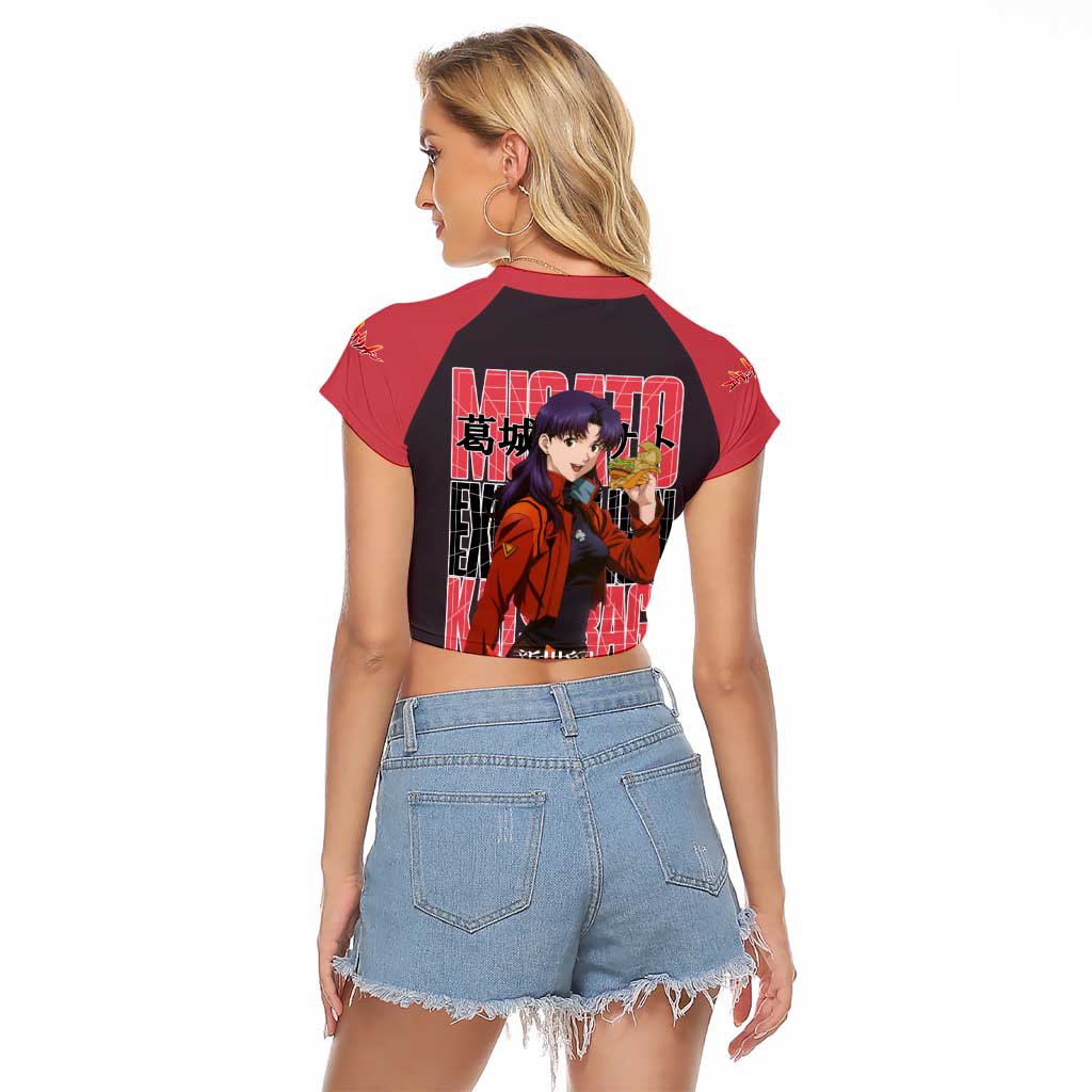 Misato Katsuragi Neon Genesis Evangelion Raglan Cropped T Shirt Anime Style
