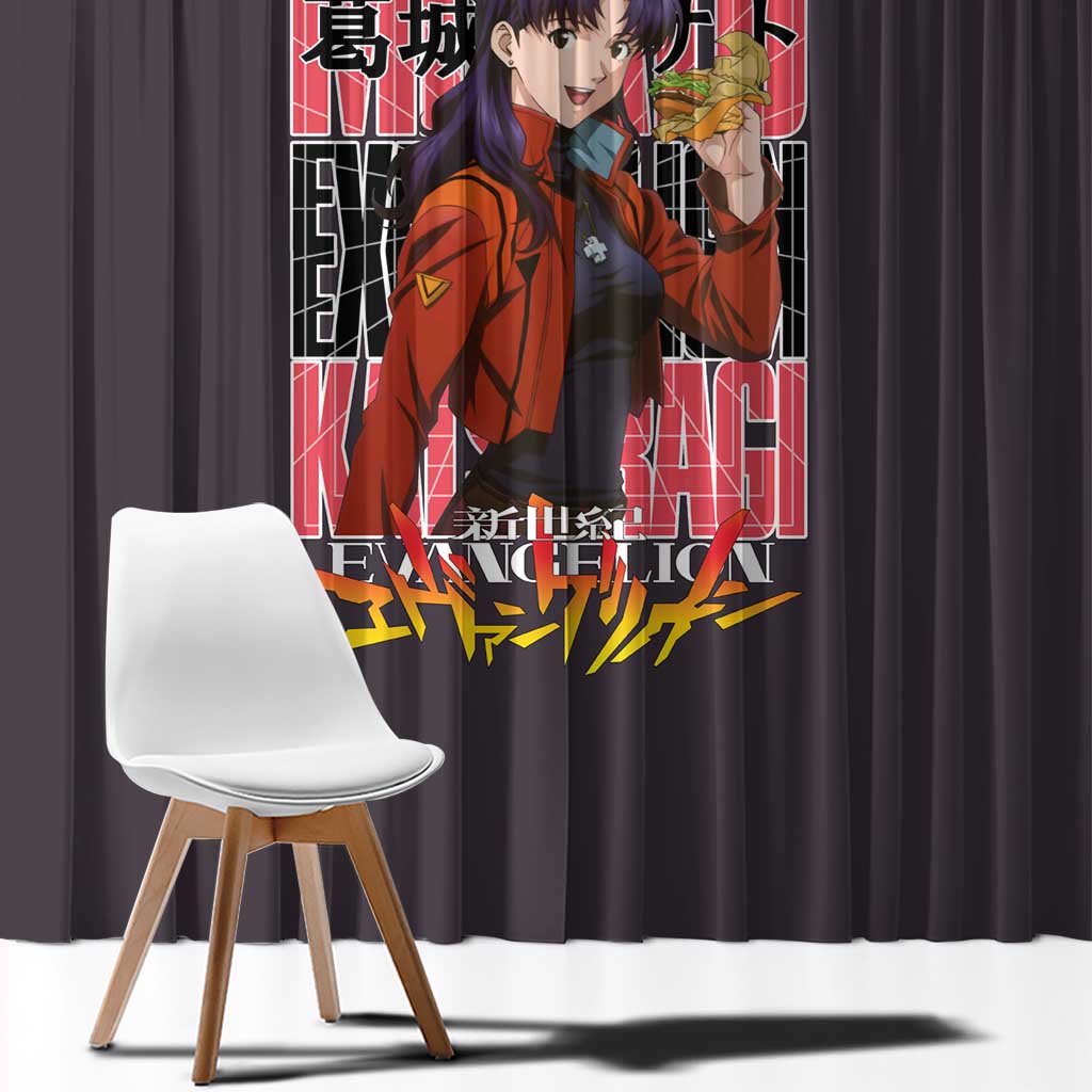 Misato Katsuragi Neon Genesis Evangelion Window Curtain Anime Style