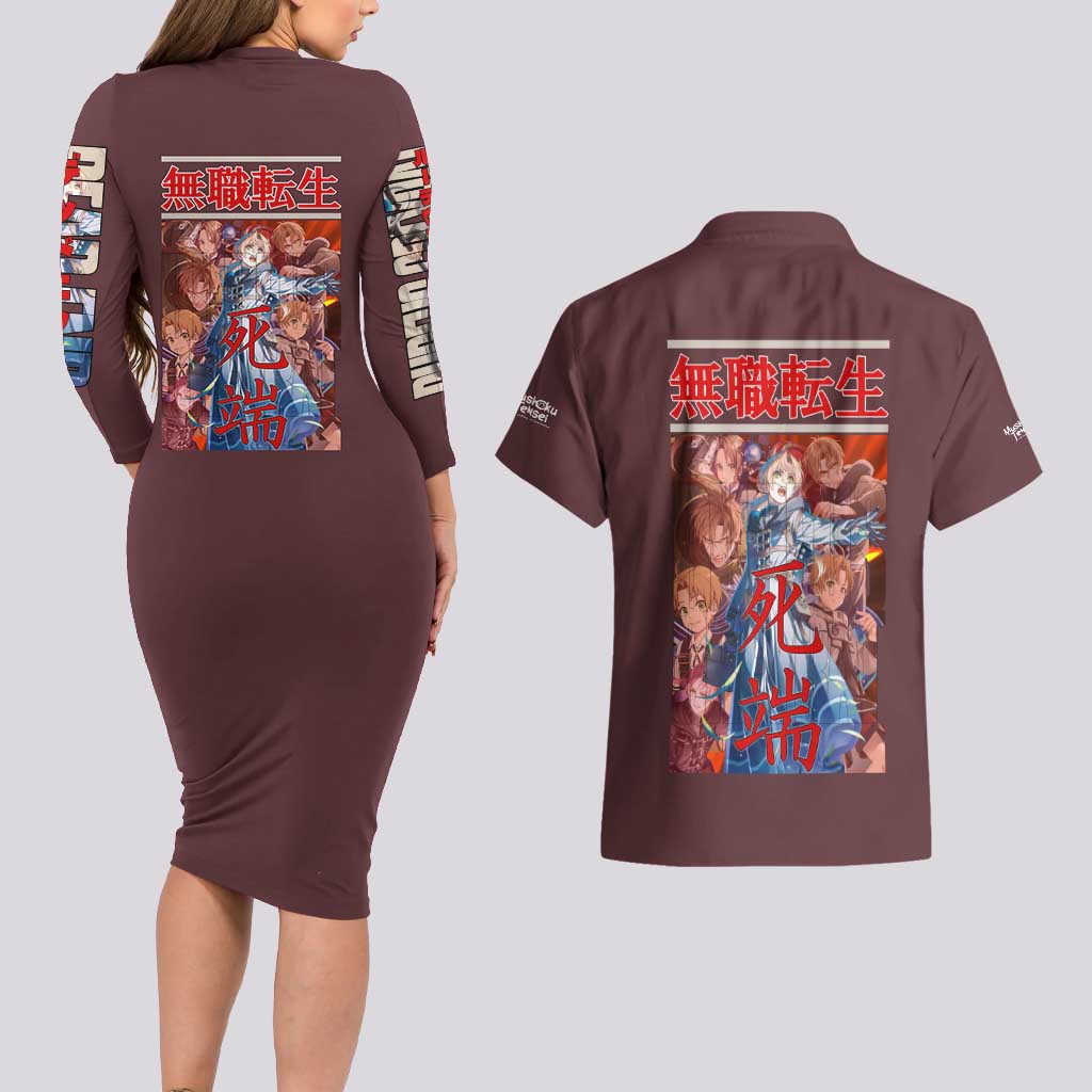 Rudeus Greyrat Mushoku Tensei Couples Matching Long Sleeve Bodycon Dress and Hawaiian Shirt Anime Style
