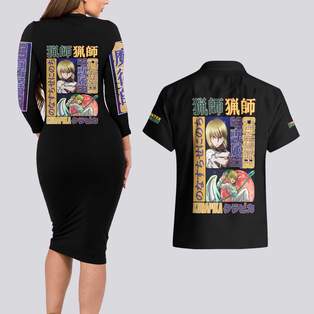 Kurapika Hunter x Hunter Couples Matching Long Sleeve Bodycon Dress and Hawaiian Shirt Anime Style