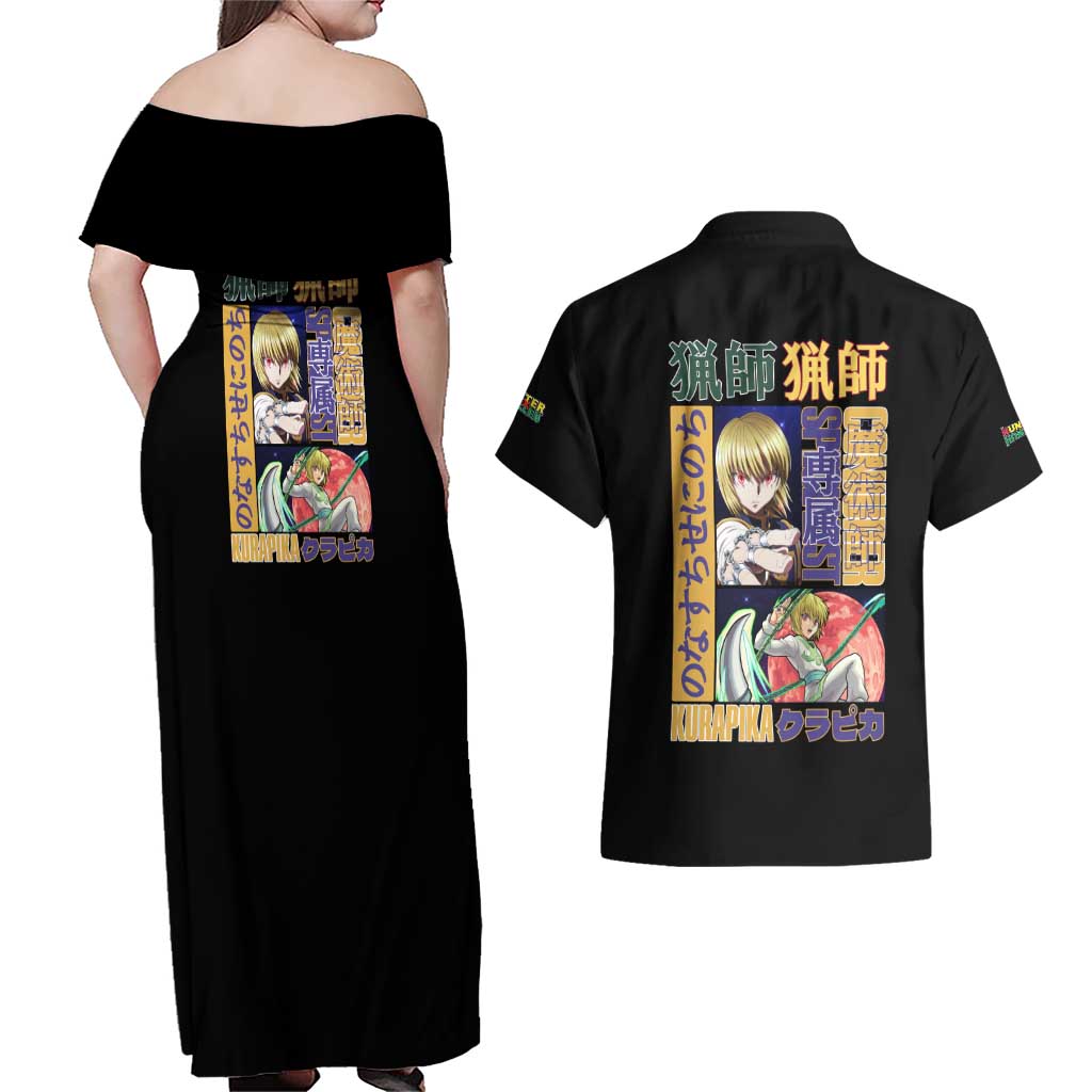 Kurapika Hunter x Hunter Couples Matching Off Shoulder Maxi Dress and Hawaiian Shirt Anime Style