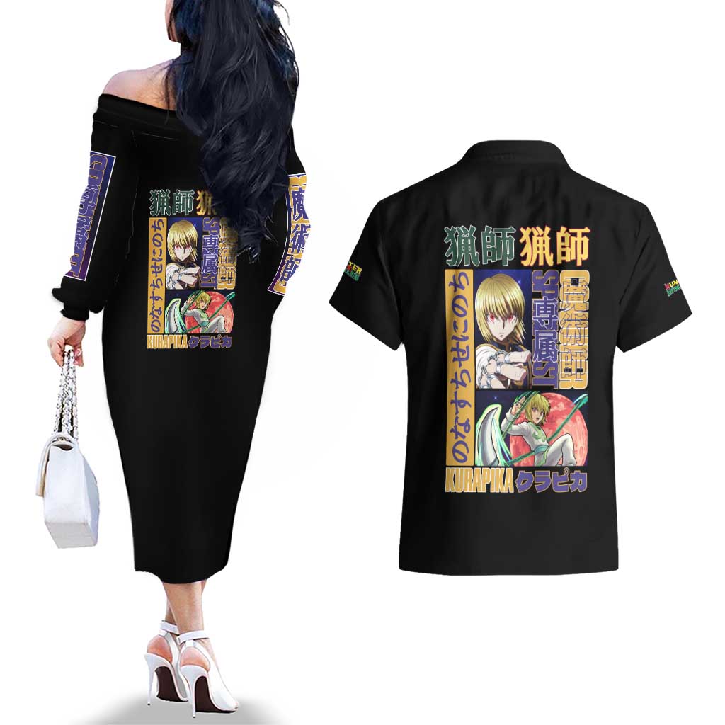Kurapika Hunter x Hunter Couples Matching Off The Shoulder Long Sleeve Dress and Hawaiian Shirt Anime Style