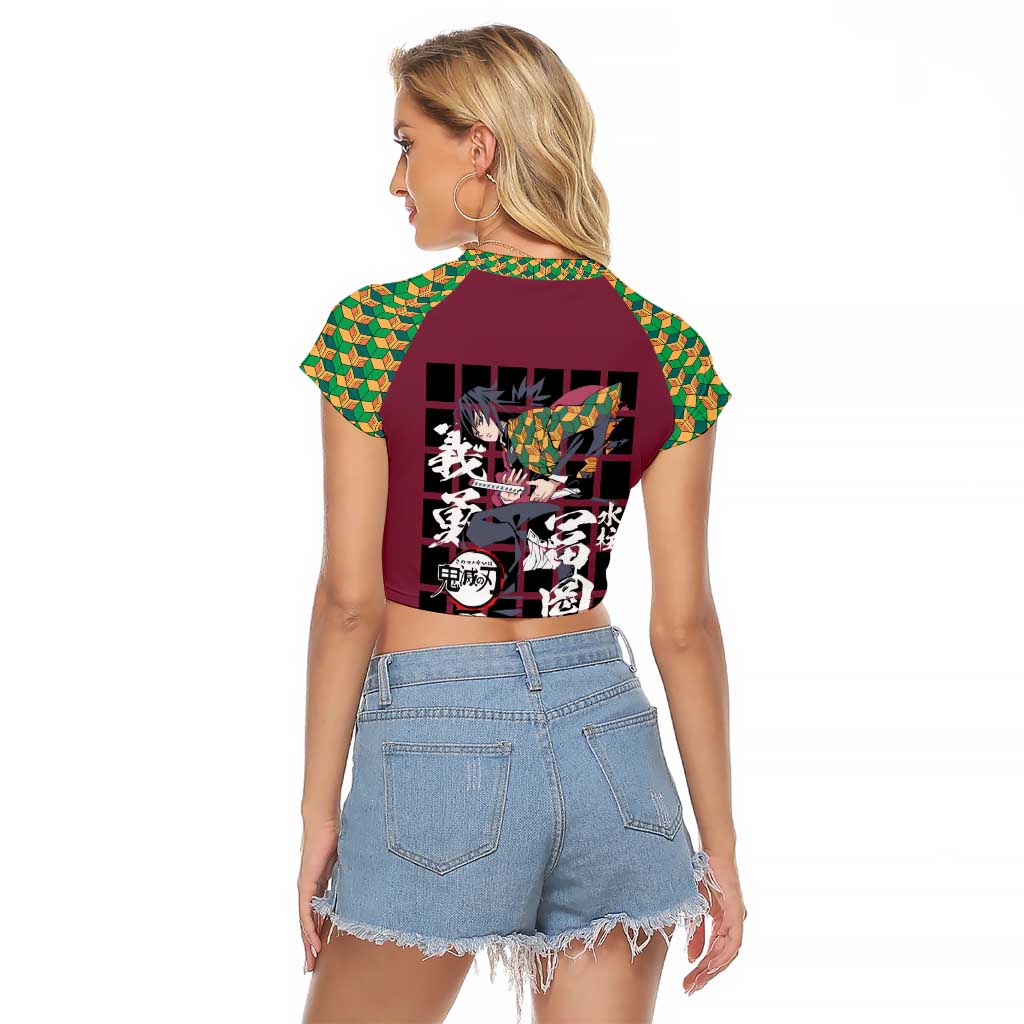 Tomioka Giyu Demon Slayer Raglan Cropped T Shirt Anime Style