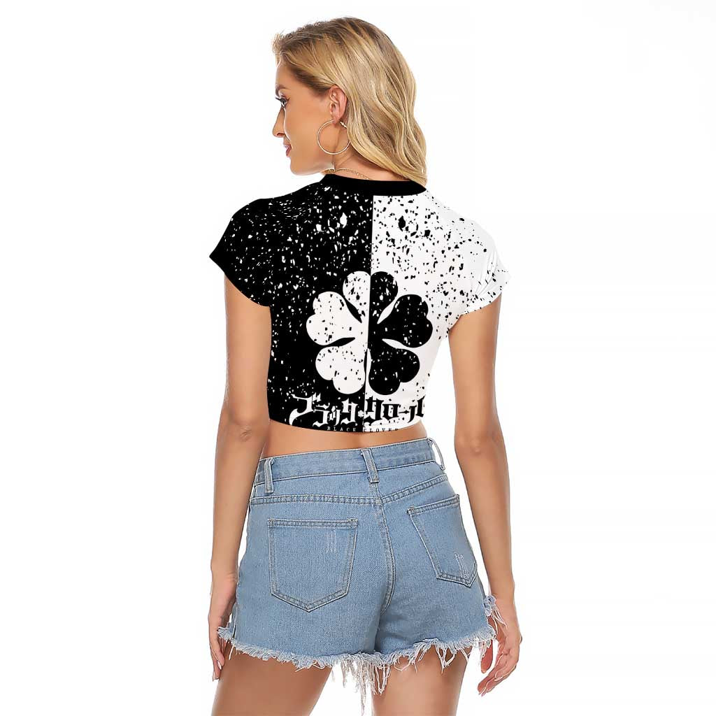Five Leaf Clover Black Clover Raglan Cropped T Shirt Anime Grunge Style