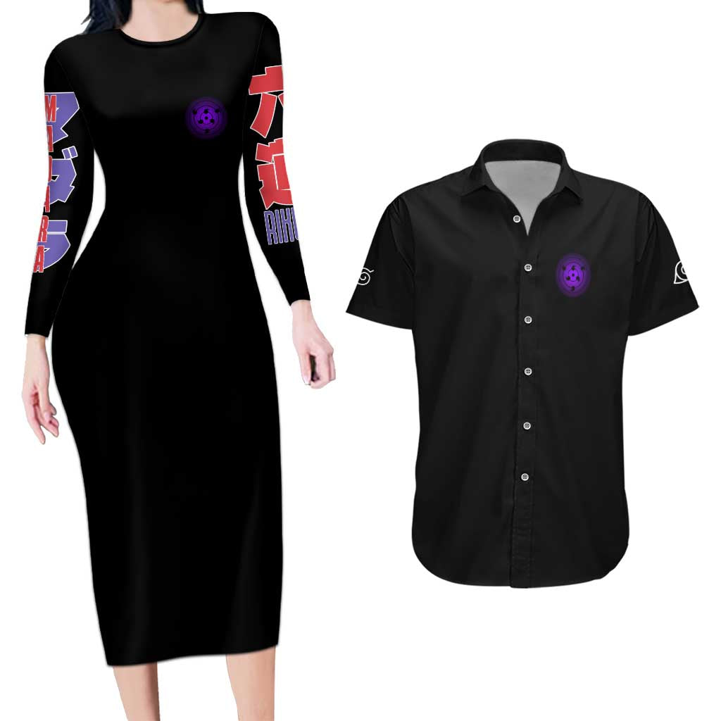 Uchiha Madara V2 Naruto Couples Matching Long Sleeve Bodycon Dress and Hawaiian Shirt Anime Style
