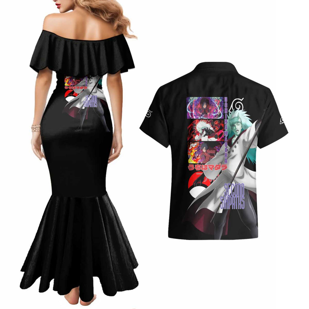 Uchiha Madara V2 Naruto Couples Matching Mermaid Dress and Hawaiian Shirt Anime Style