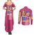 Peach Mario Bros Couples Matching Summer Maxi Dress and Long Sleeve Button Shirt Anime Style