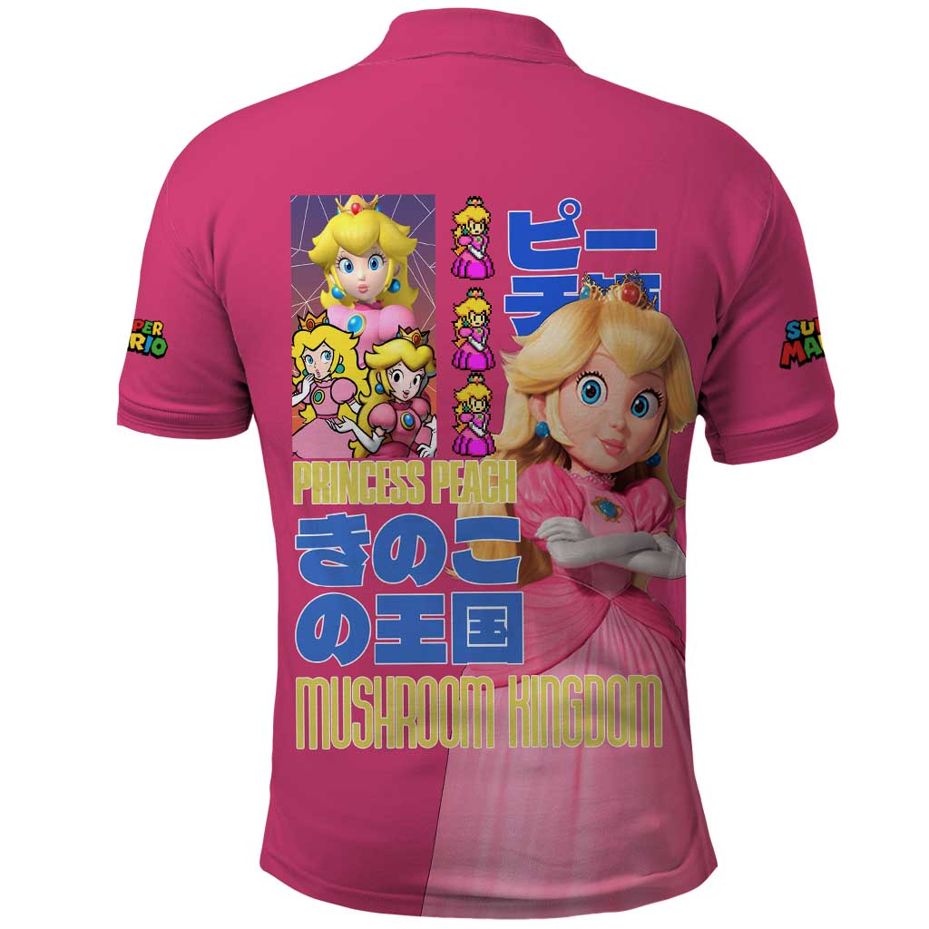 Peach Mario Bros Polo Shirt Anime Style