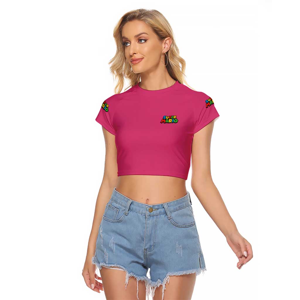 Peach Mario Bros Raglan Cropped T Shirt Anime Style