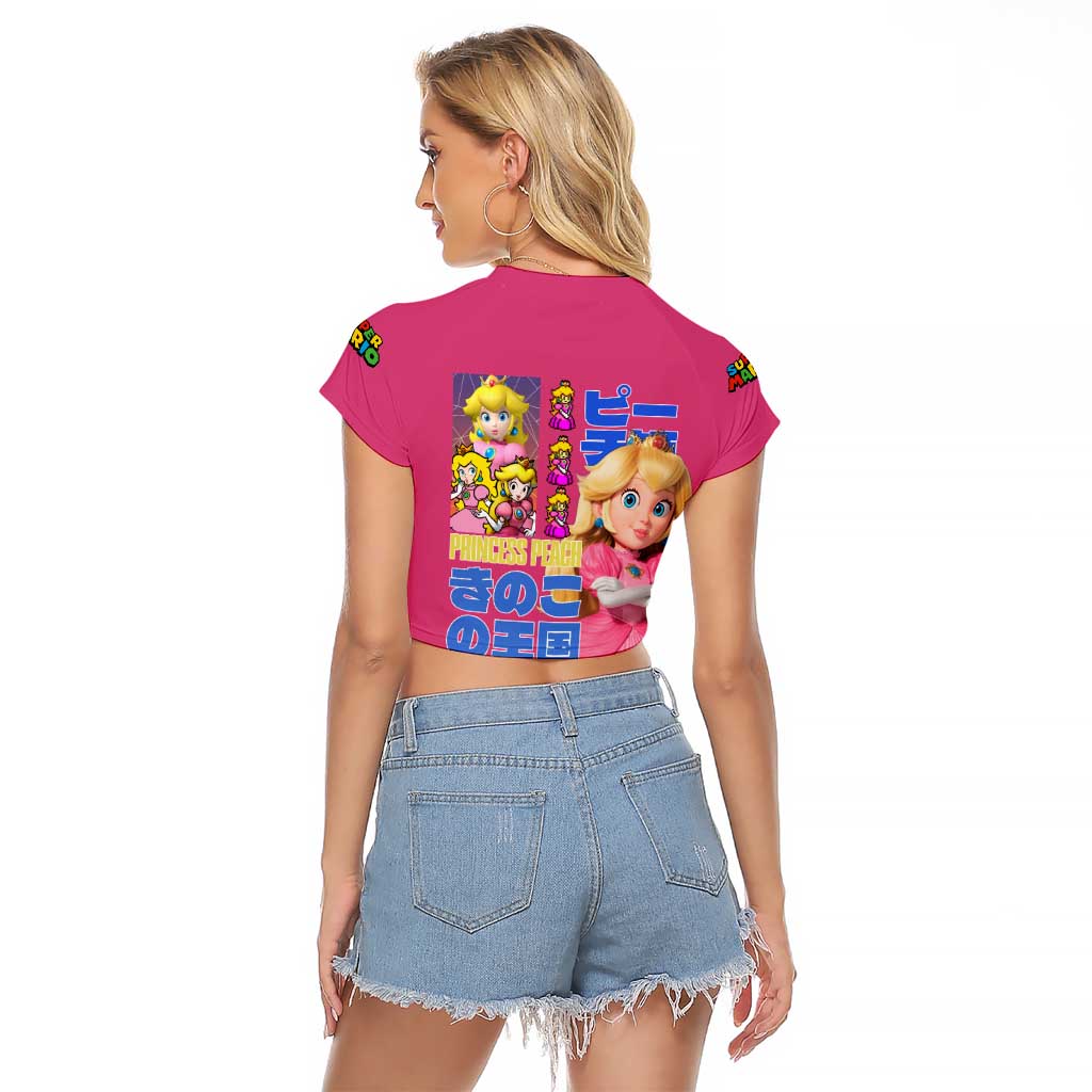 Peach Mario Bros Raglan Cropped T Shirt Anime Style