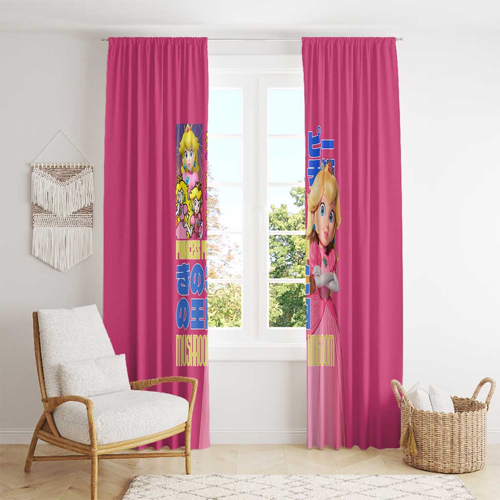 Peach Mario Bros Window Curtain Anime Style