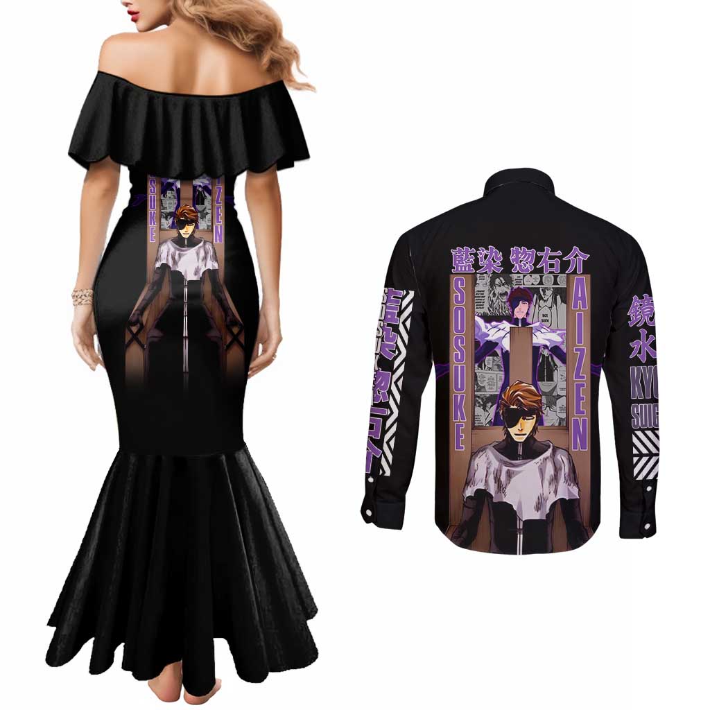 Sosuke Aizen TYBWA Bleach Couples Matching Mermaid Dress and Long Sleeve Button Shirt Anime Style