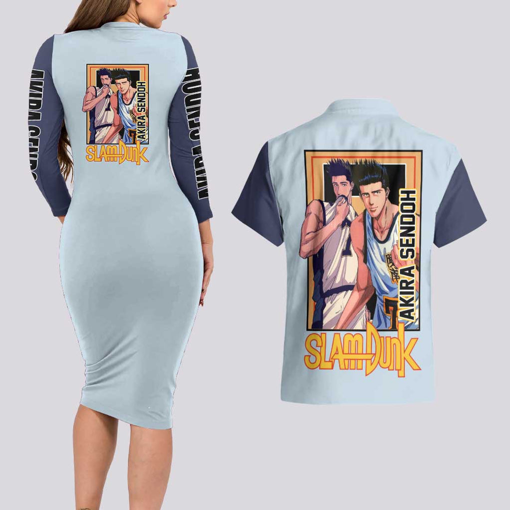Akira Sendoh Slam Dunk Couples Matching Long Sleeve Bodycon Dress and Hawaiian Shirt Japan Anime Style