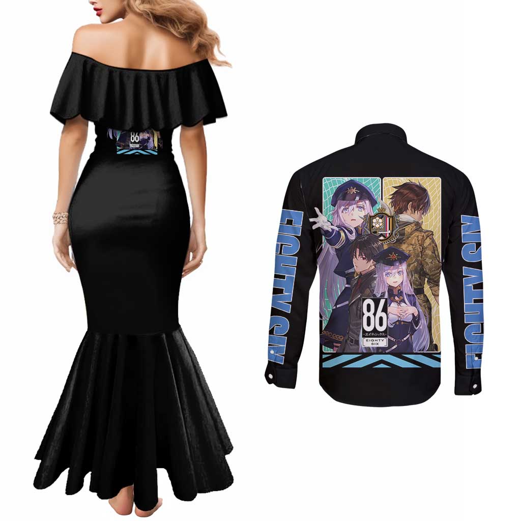86 Eighty Six Couples Matching Mermaid Dress and Long Sleeve Button Shirt Anime Style - The Mazicc