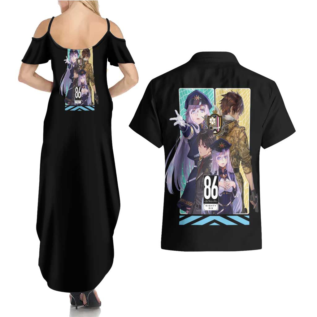 86 Eighty Six Couples Matching Summer Maxi Dress and Hawaiian Shirt Anime Style - The Mazicc