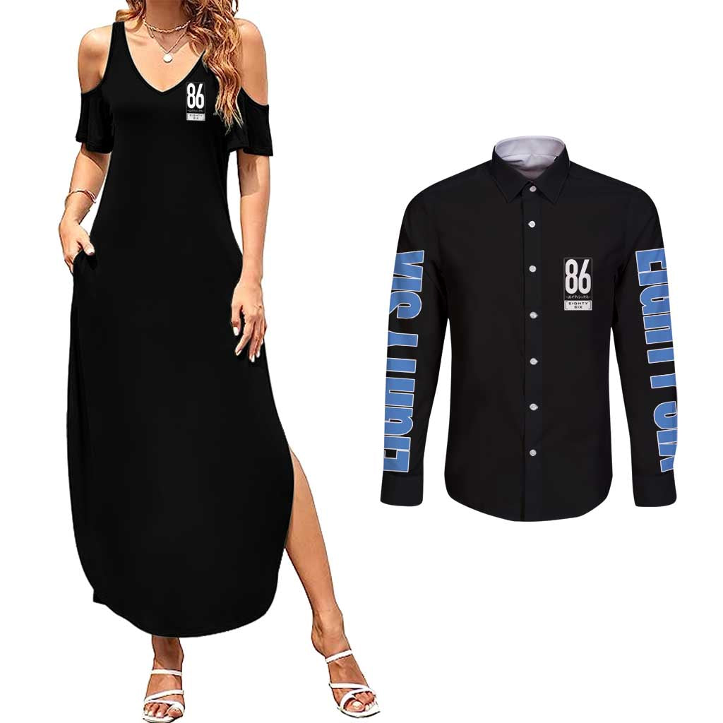 86 Eighty Six Couples Matching Summer Maxi Dress and Long Sleeve Button Shirt Anime Style - The Mazicc
