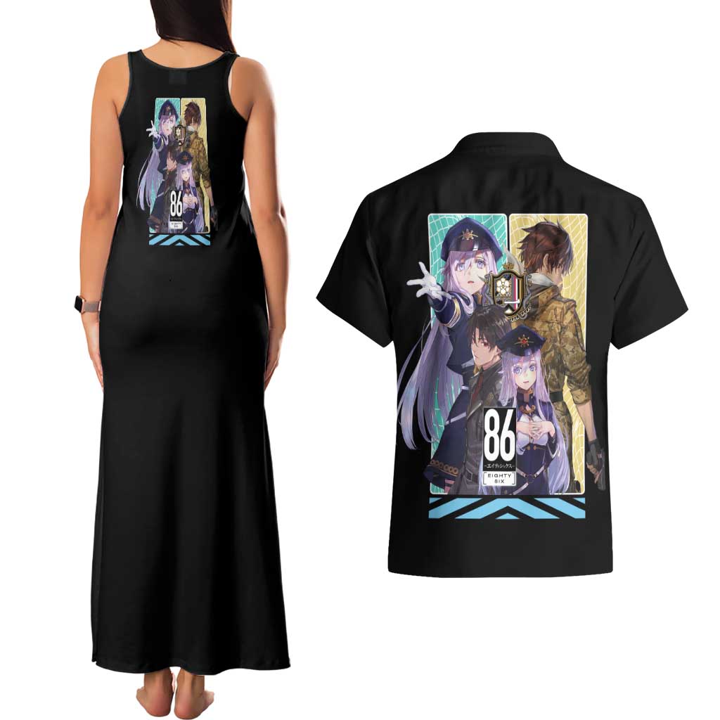 86 Eighty Six Couples Matching Tank Maxi Dress and Hawaiian Shirt Anime Style - The Mazicc