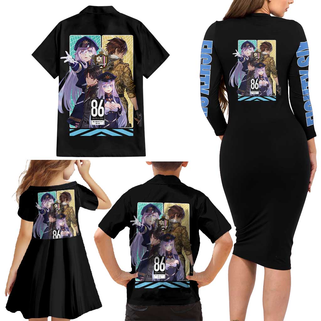 86 Eighty Six Family Matching Long Sleeve Bodycon Dress and Hawaiian Shirt Anime Style - The Mazicc