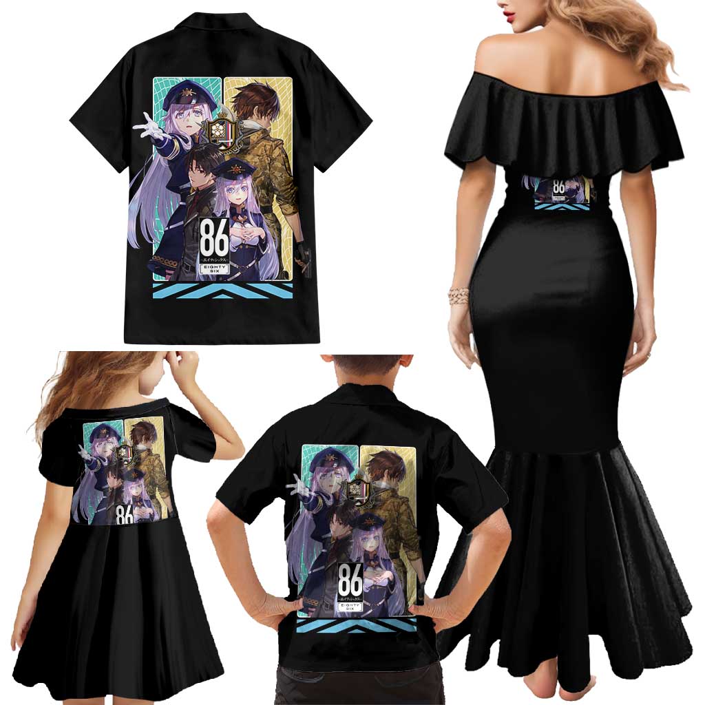 86 Eighty Six Family Matching Mermaid Dress and Hawaiian Shirt Anime Style - The Mazicc