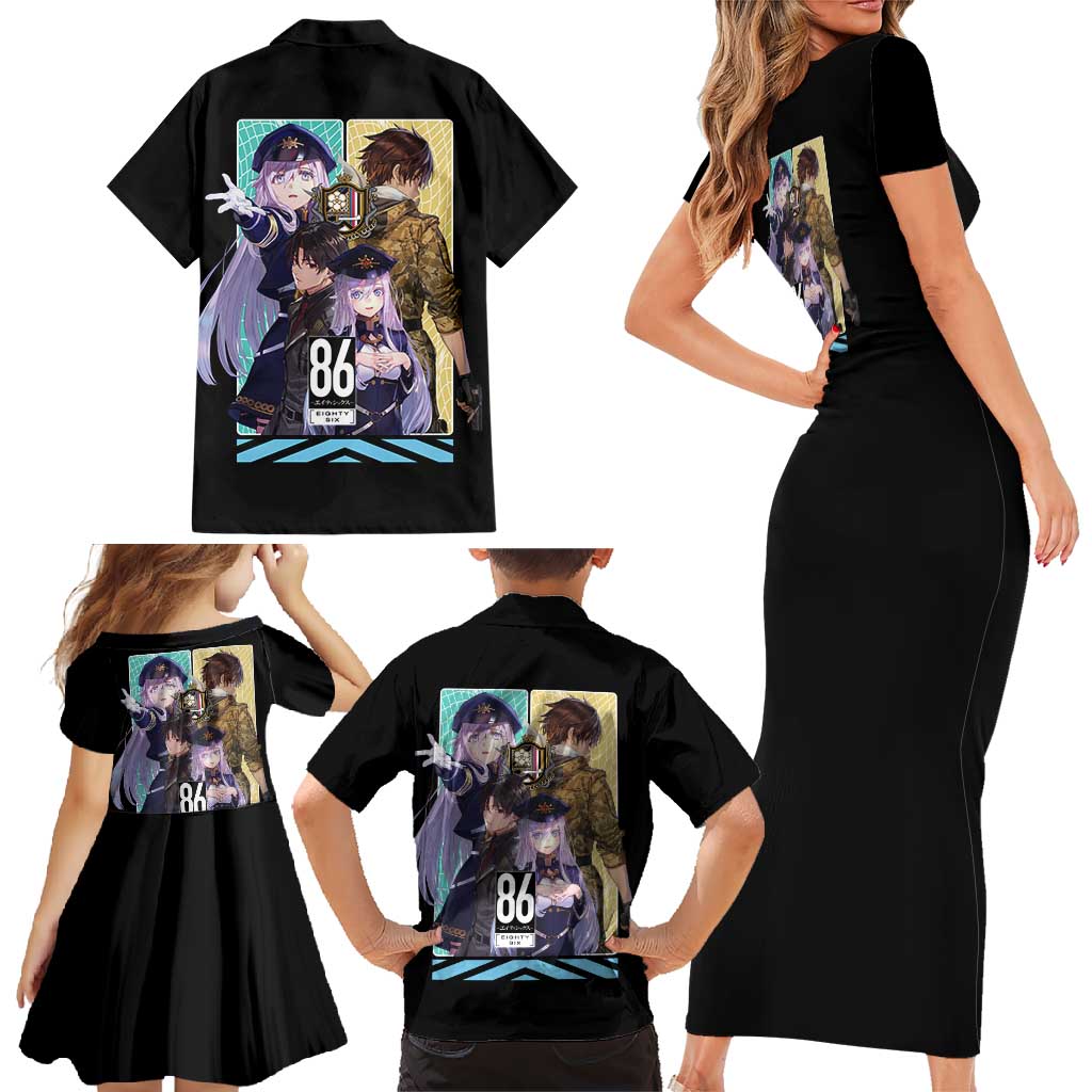 86 Eighty Six Family Matching Short Sleeve Bodycon Dress and Hawaiian Shirt Anime Style - The Mazicc