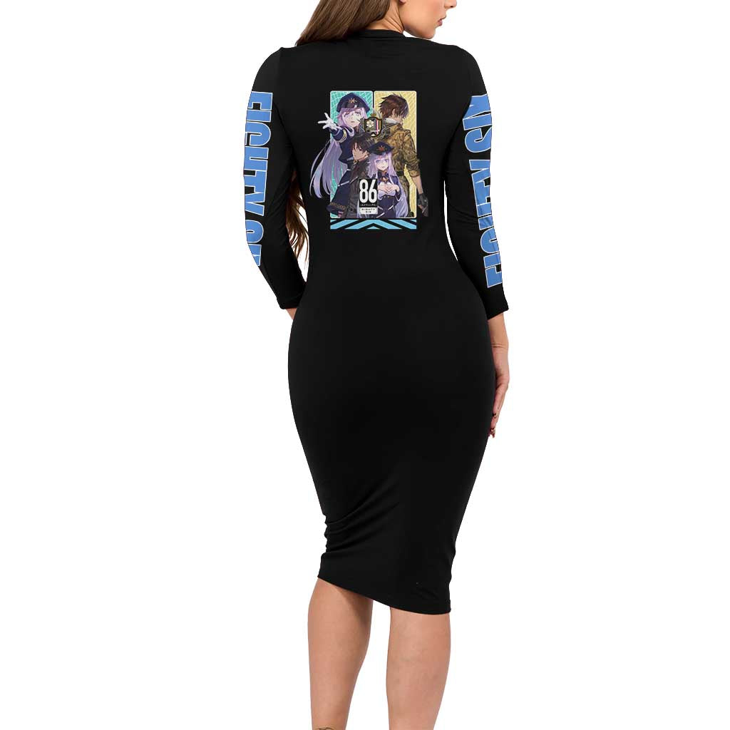 86 Eighty Six Long Sleeve Bodycon Dress Anime Style - The Mazicc