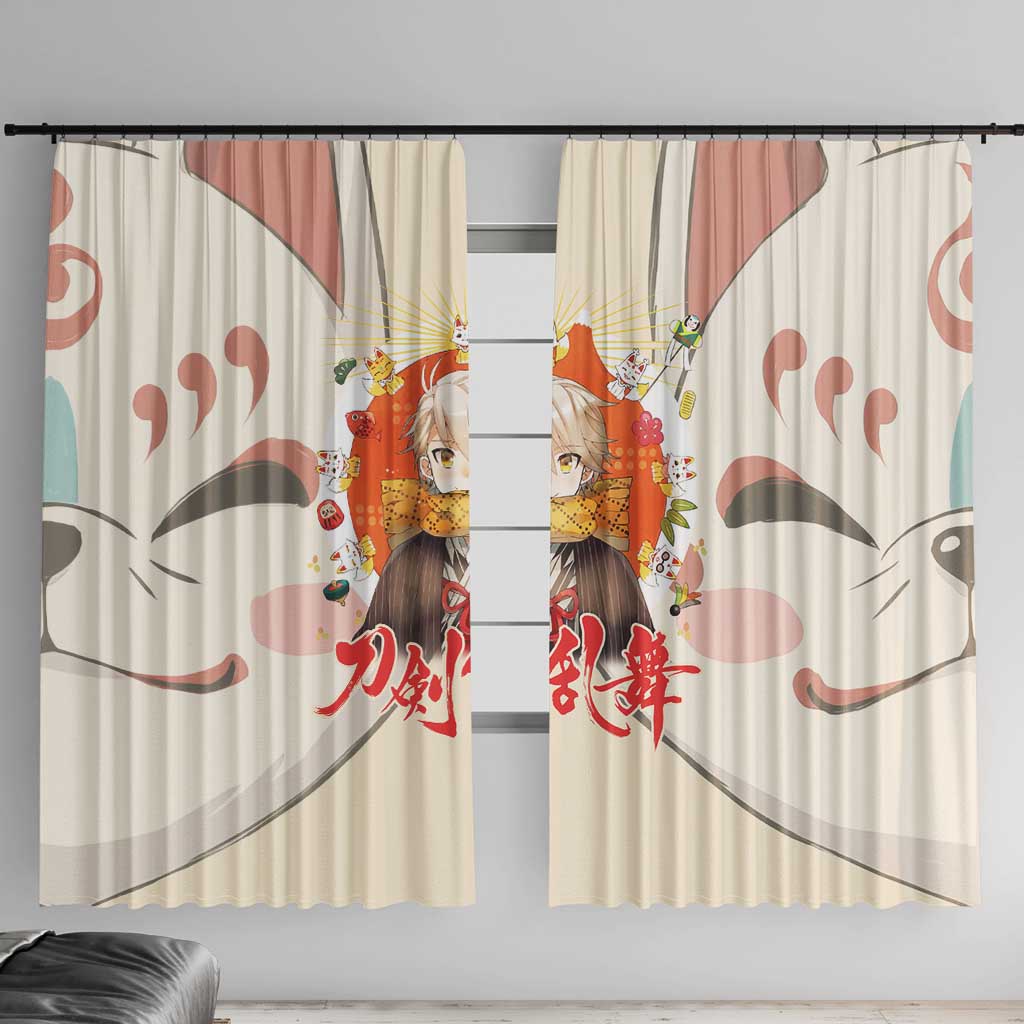 Cute Foxes Touken Ranbu Window Curtain Japan Anime Style - The Mazicc