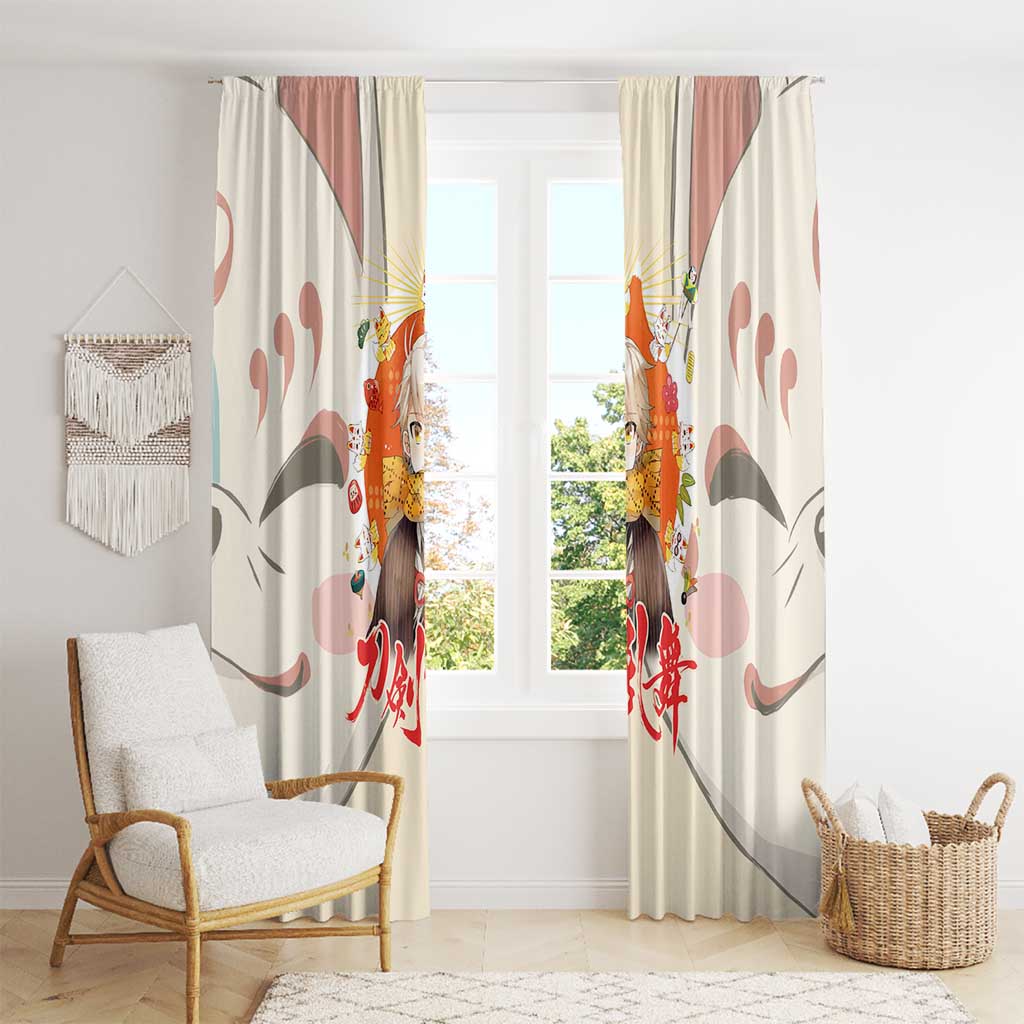 Cute Foxes Touken Ranbu Window Curtain Japan Anime Style - The Mazicc