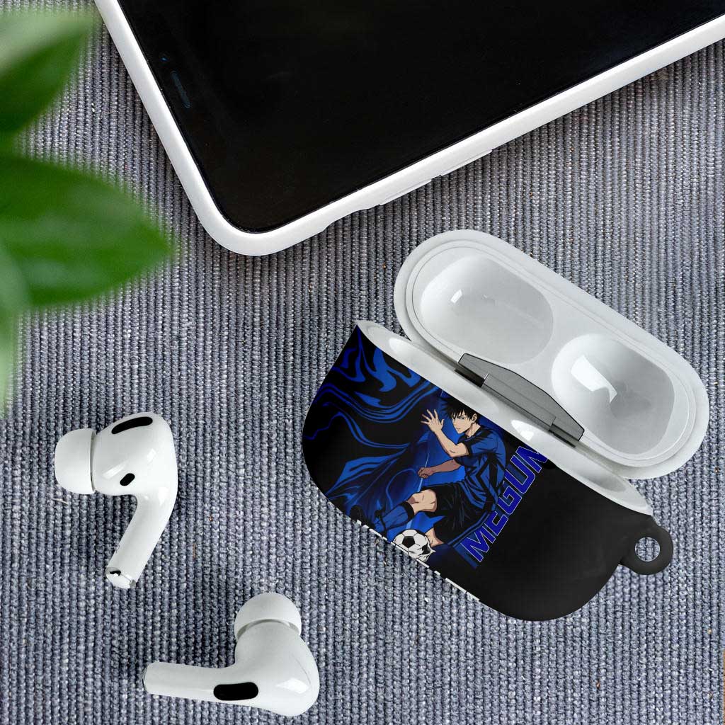 Custom Megumi Fushiguro Jujutsu Kaisen AirPods Case Blue Flames Soccer Theme Anime