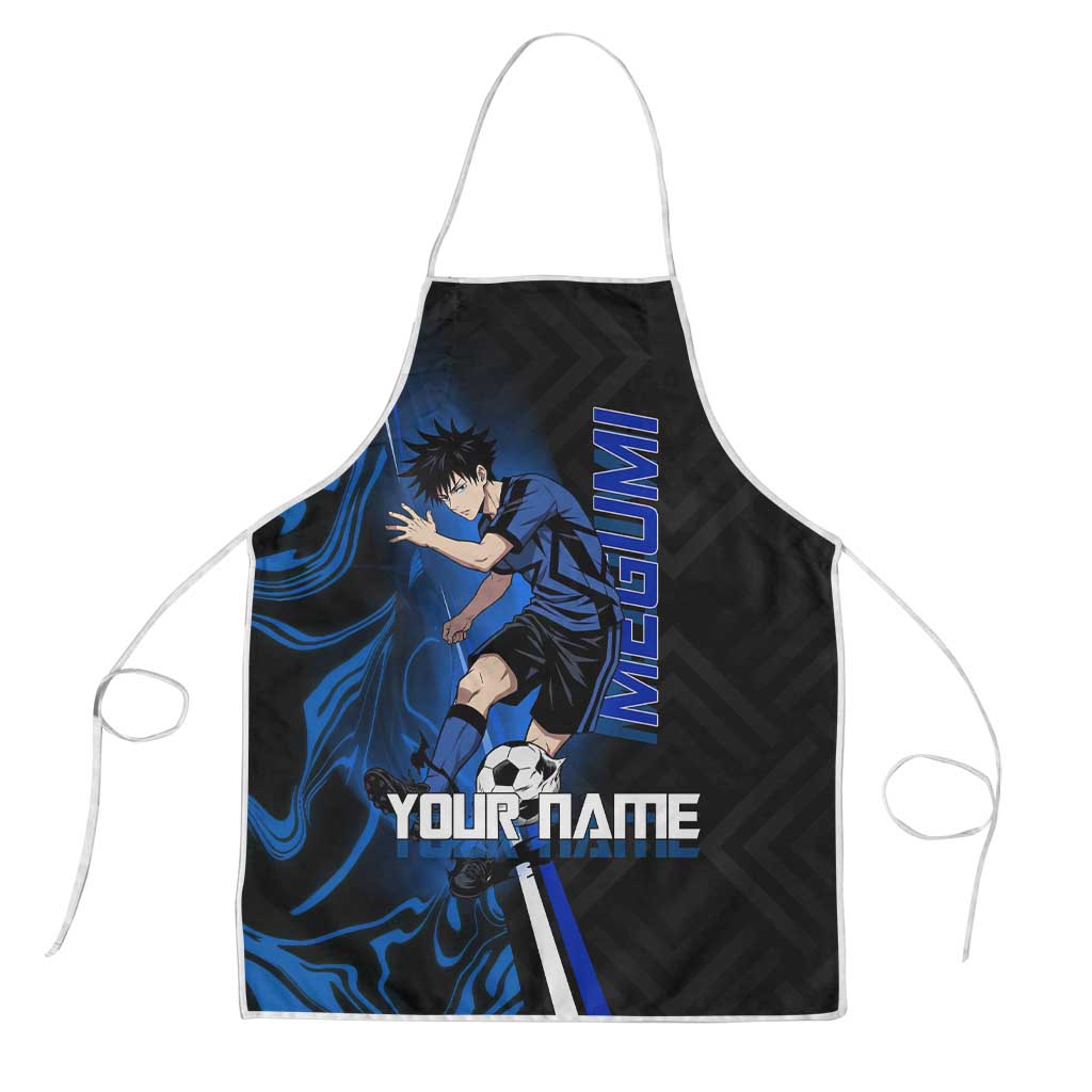 Custom Megumi Fushiguro Jujutsu Kaisen Apron Blue Flames Soccer Theme Anime