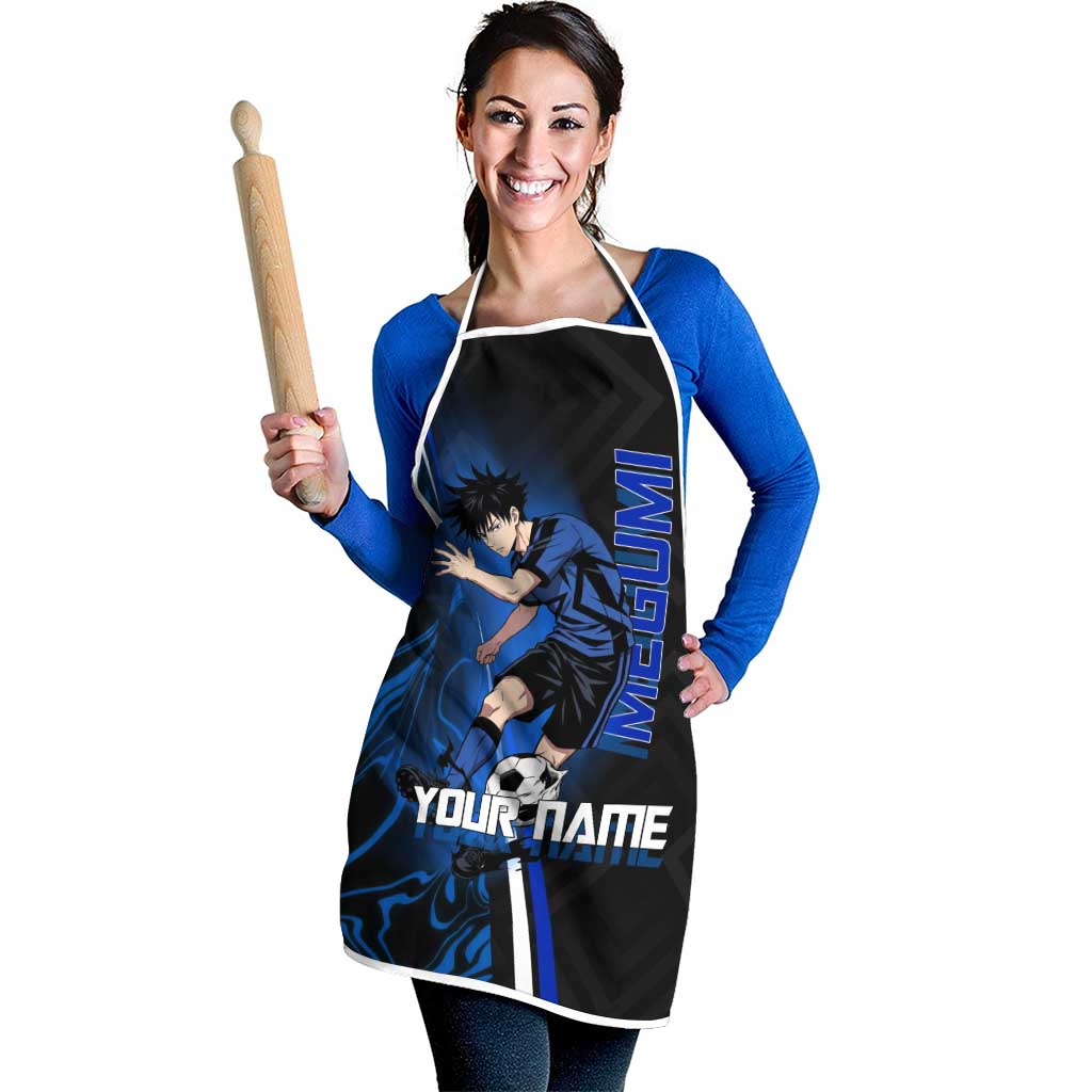 Custom Megumi Fushiguro Jujutsu Kaisen Apron Blue Flames Soccer Theme Anime
