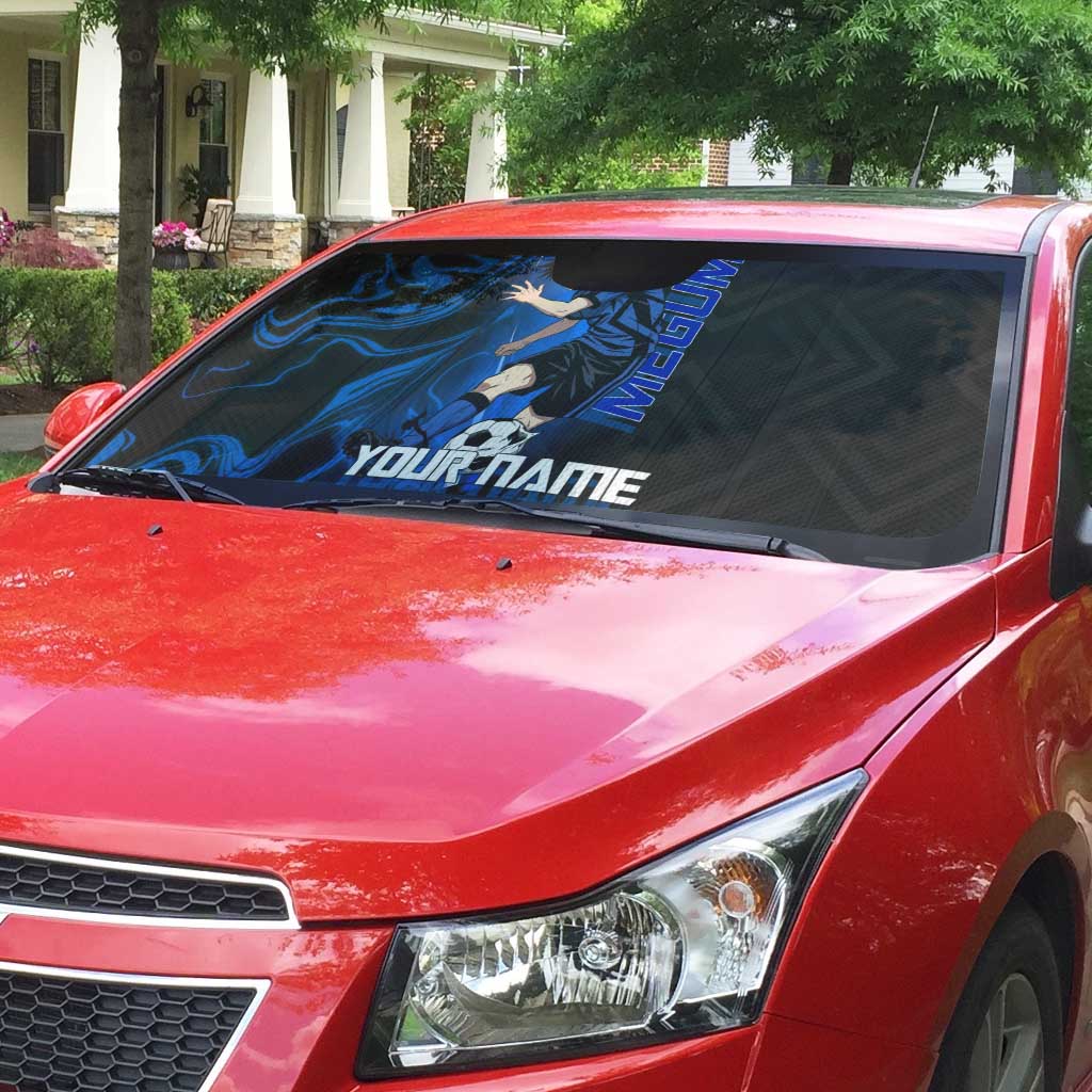 Custom Megumi Fushiguro Jujutsu Kaisen Auto Sun Shade Blue Flames Soccer Theme Anime