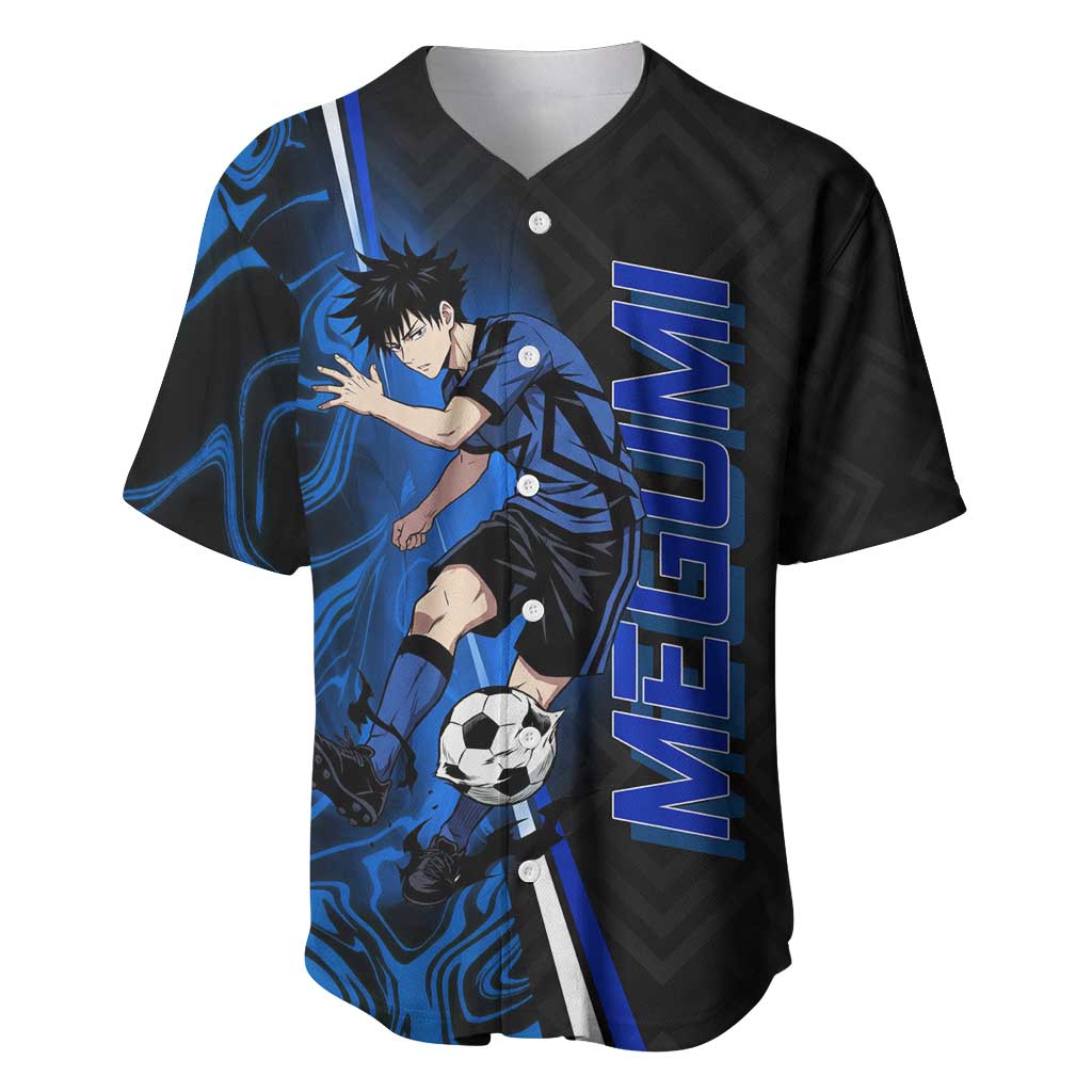 Custom Megumi Fushiguro Jujutsu Kaisen Baseball Jersey Blue Flames Soccer Theme Anime