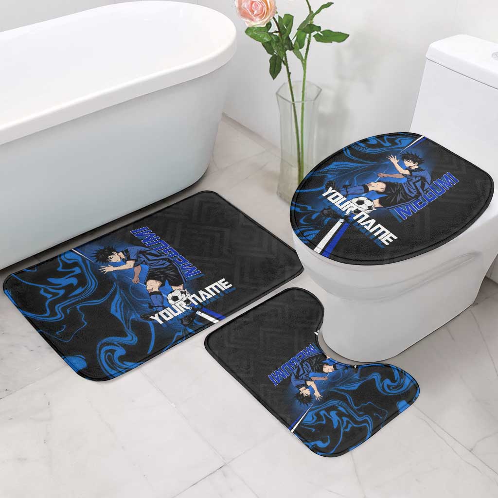 Custom Megumi Fushiguro Jujutsu Kaisen Bathroom Set Blue Flames Soccer Theme Anime
