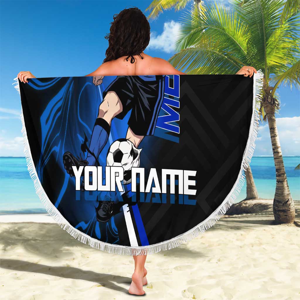 Custom Megumi Fushiguro Jujutsu Kaisen Beach Blanket Blue Flames Soccer Theme Anime