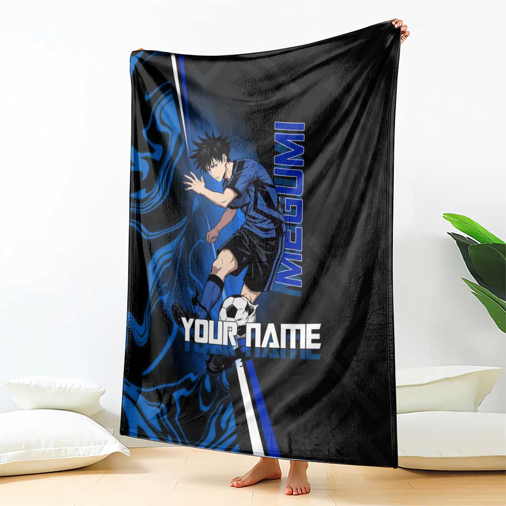Custom Megumi Fushiguro Jujutsu Kaisen Blanket Blue Flames Soccer Theme Anime