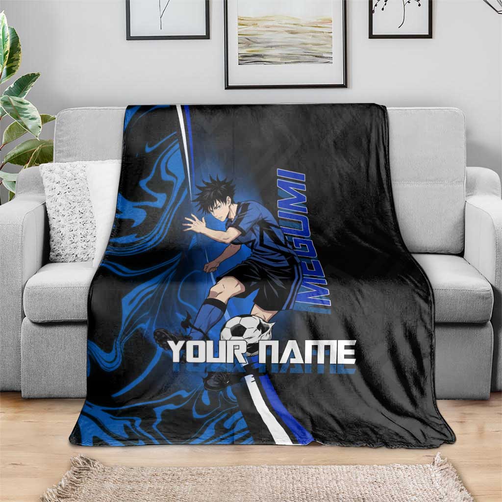 Custom Megumi Fushiguro Jujutsu Kaisen Blanket Blue Flames Soccer Theme Anime