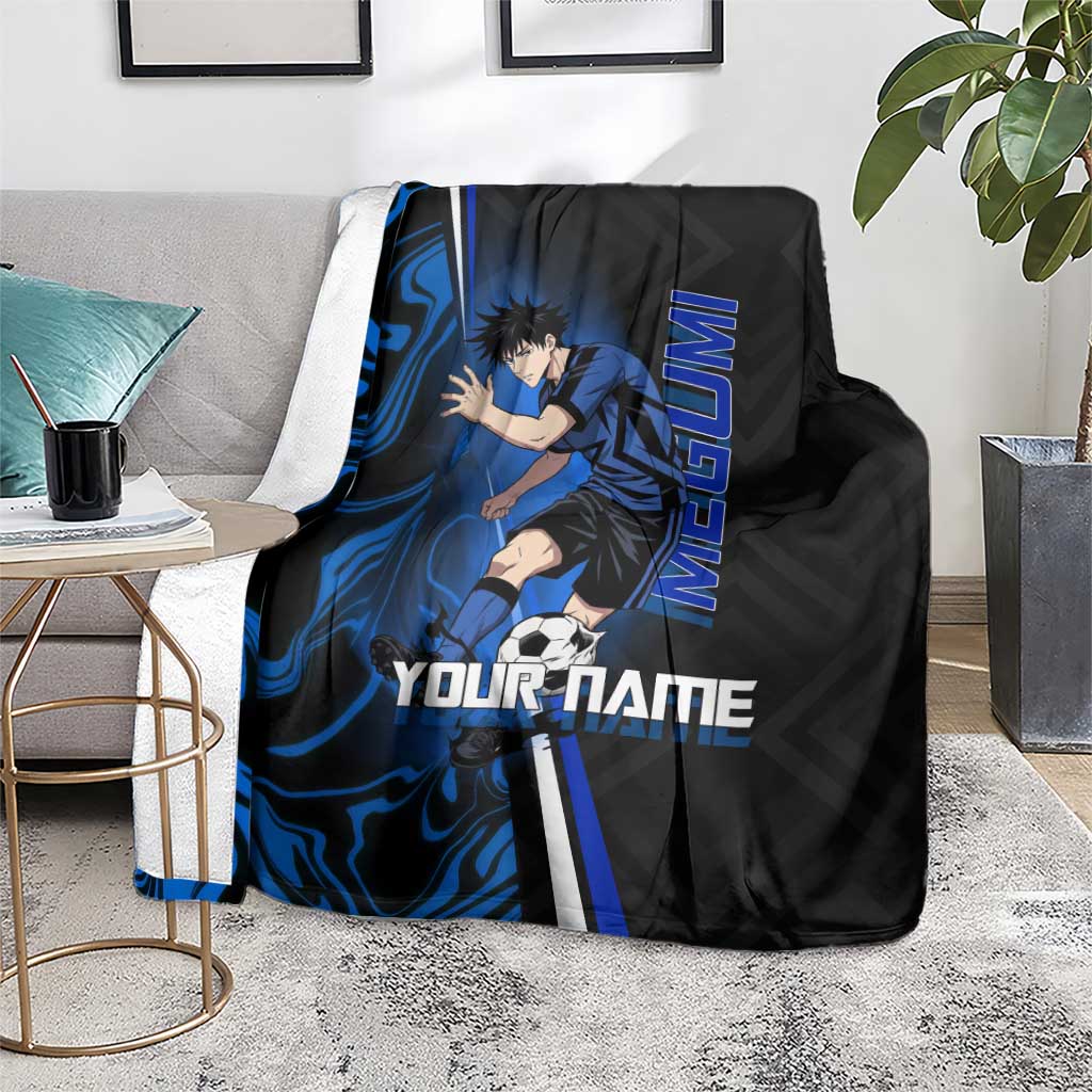Custom Megumi Fushiguro Jujutsu Kaisen Blanket Blue Flames Soccer Theme Anime