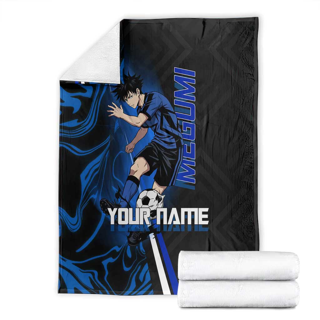 Custom Megumi Fushiguro Jujutsu Kaisen Blanket Blue Flames Soccer Theme Anime