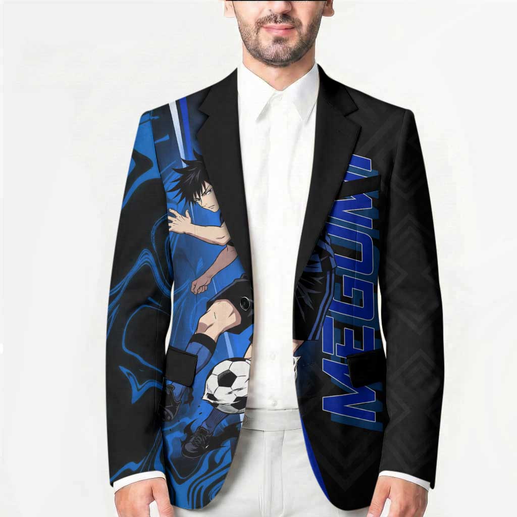 Custom Megumi Fushiguro Jujutsu Kaisen Blazer Blue Flames Soccer Theme Anime