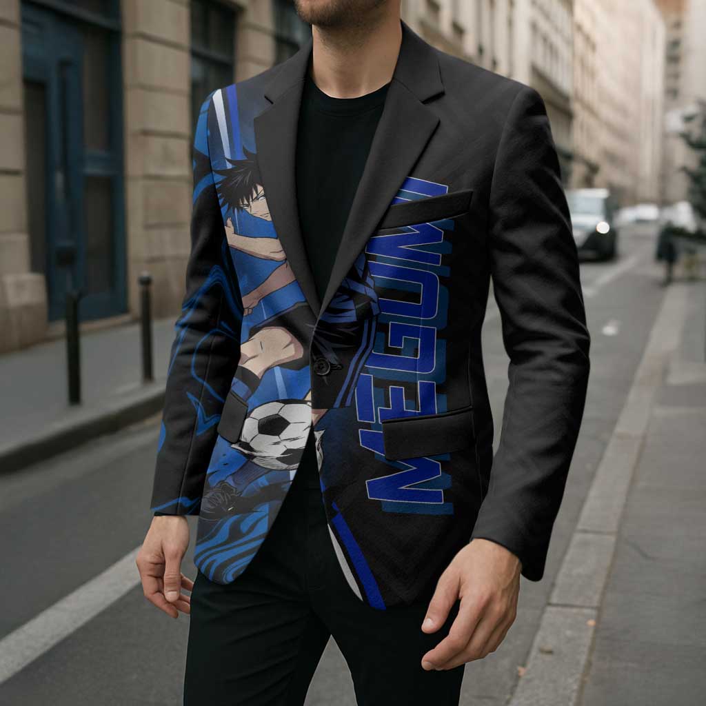 Custom Megumi Fushiguro Jujutsu Kaisen Blazer Blue Flames Soccer Theme Anime