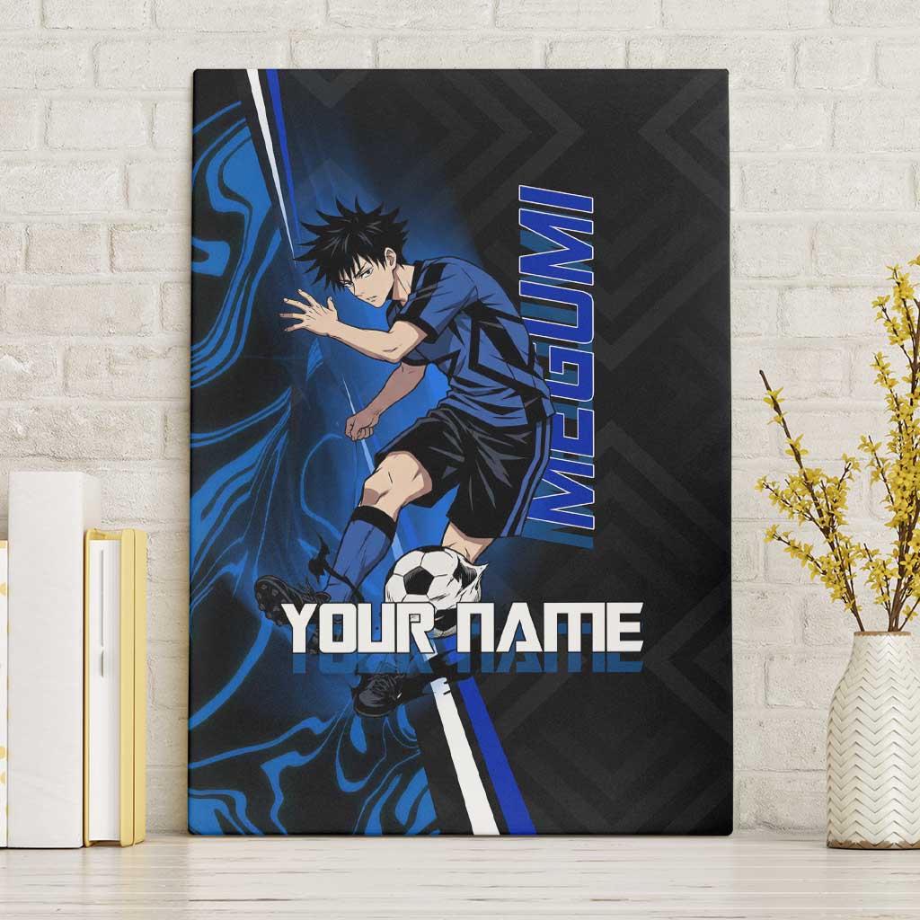 Custom Megumi Fushiguro Jujutsu Kaisen Canvas Wall Art Blue Flames Soccer Theme Anime