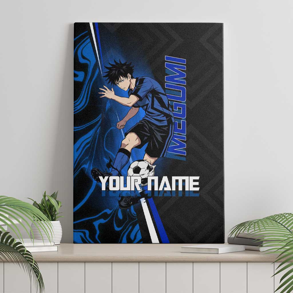 Custom Megumi Fushiguro Jujutsu Kaisen Canvas Wall Art Blue Flames Soccer Theme Anime