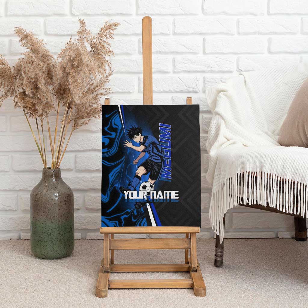 Custom Megumi Fushiguro Jujutsu Kaisen Canvas Wall Art Blue Flames Soccer Theme Anime